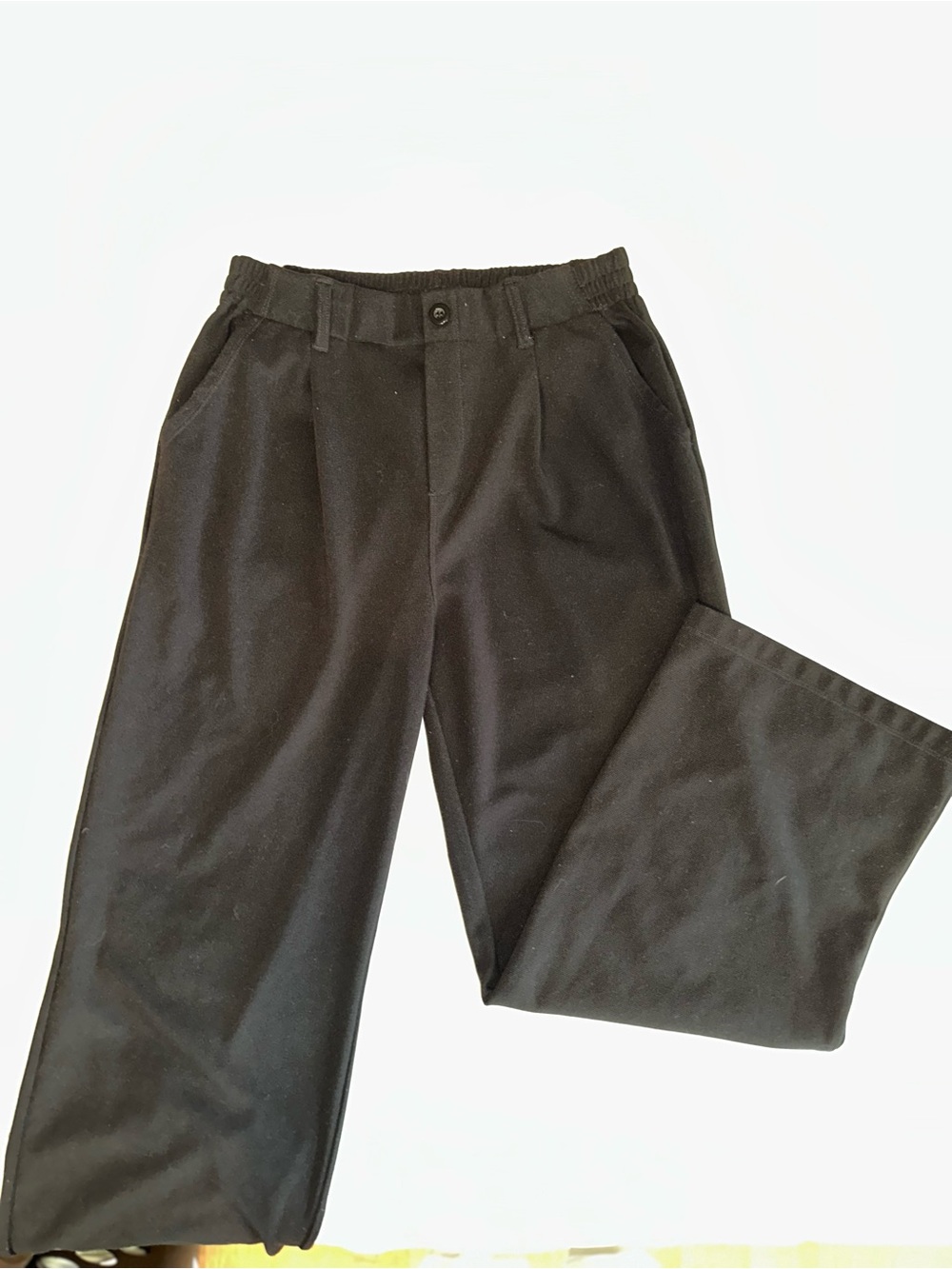Women's Wide-Leg Black Dress Pants with Elastic Waist